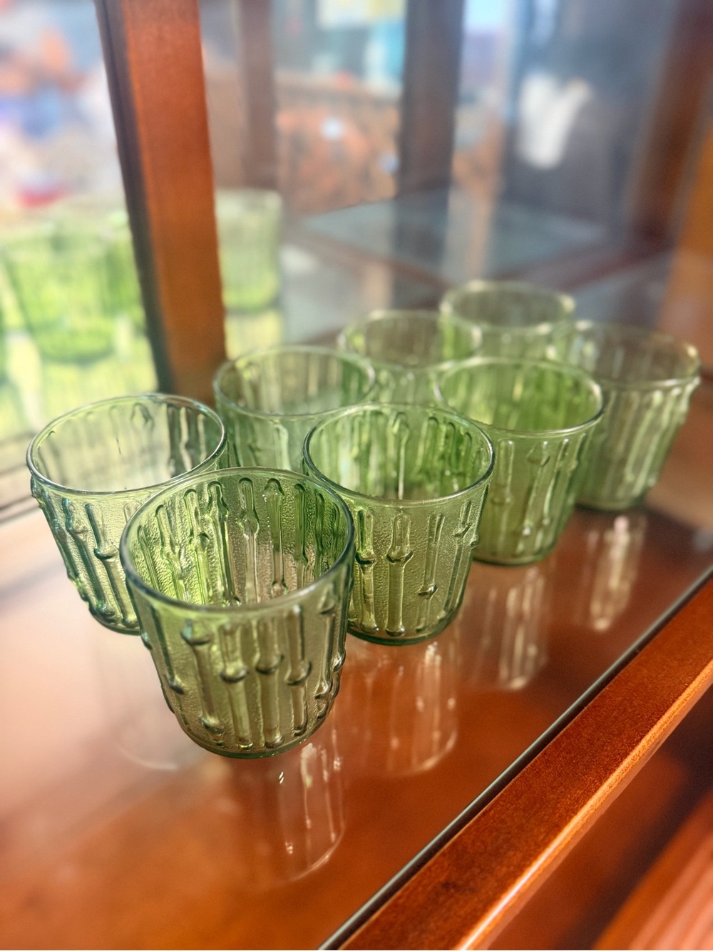 Green Textured Glass Tumbler Set - 8-Pack